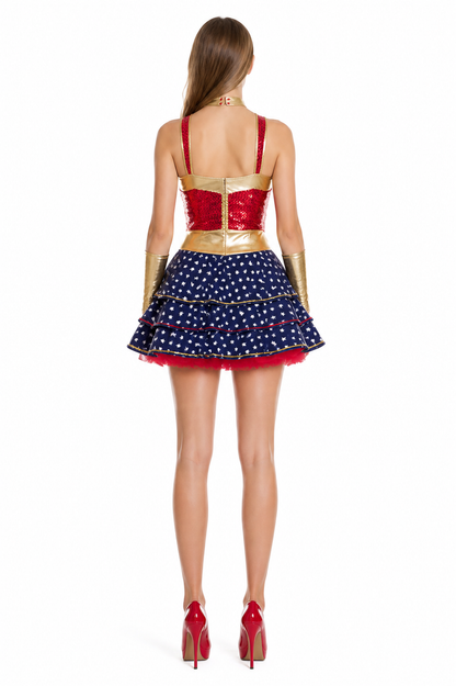 Halloween Dress with Red Star and Blue Skirt