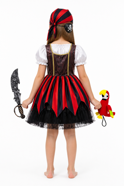 Pirate Costume with Dress and Accessories for Children back view