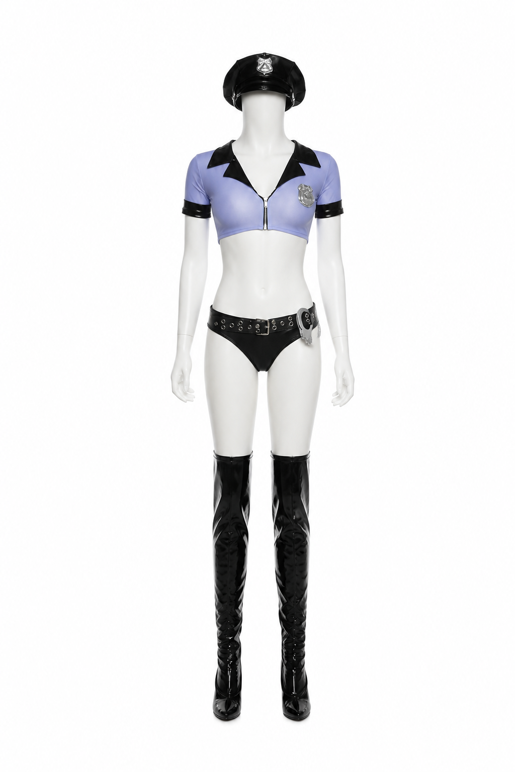 Police Costume with Cropped Top and Shorts back view