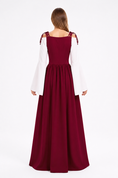 Long Burgundy Off-Shoulder Dress back view