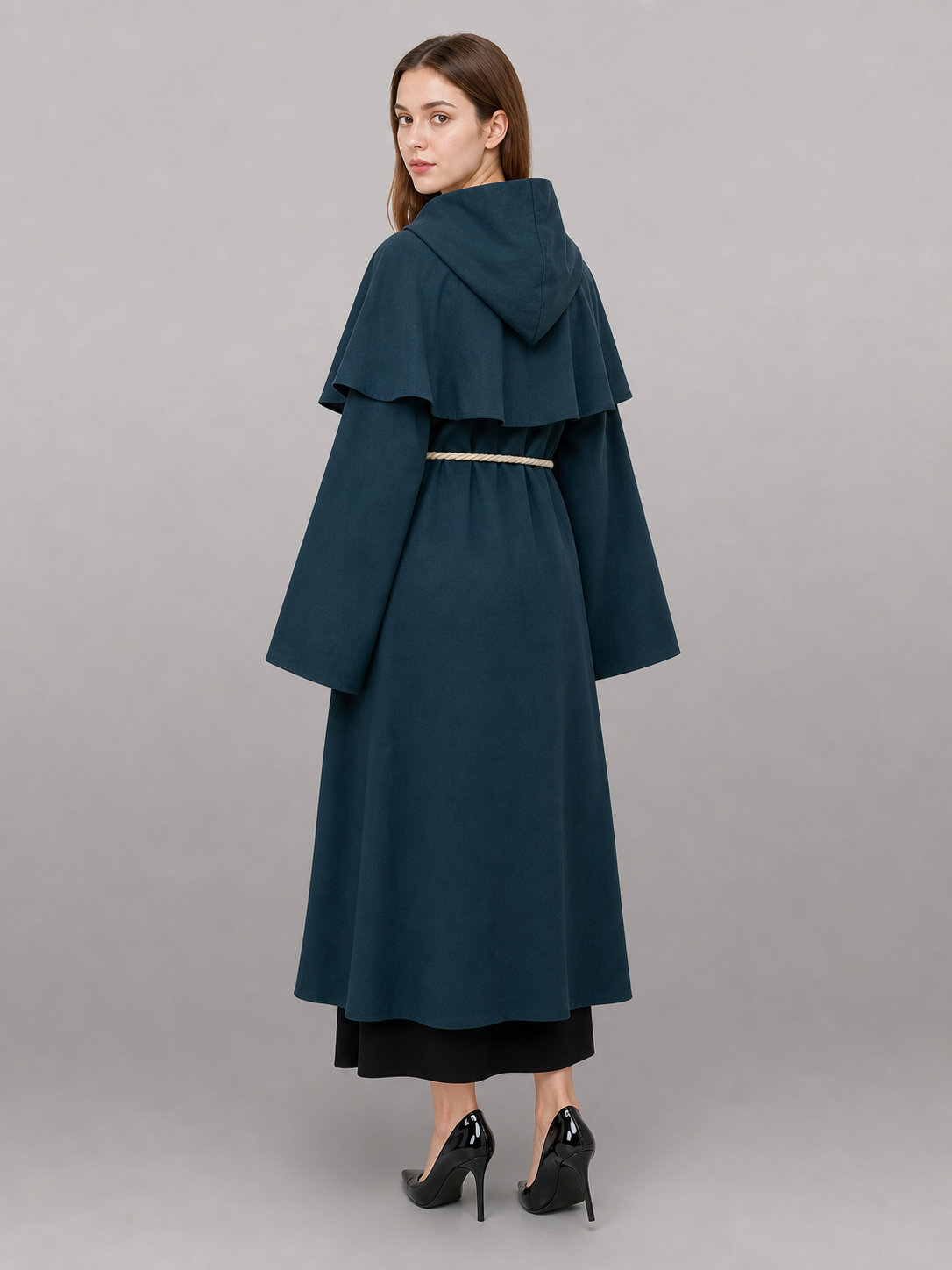Dark Teal Hooded Costume Cloak
