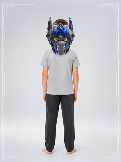Robot Carnival Mask with LED Lights, Blue-Gray back view