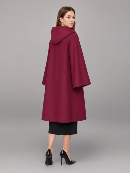 Burgundy Carnival Cloak with Hood and Zipper