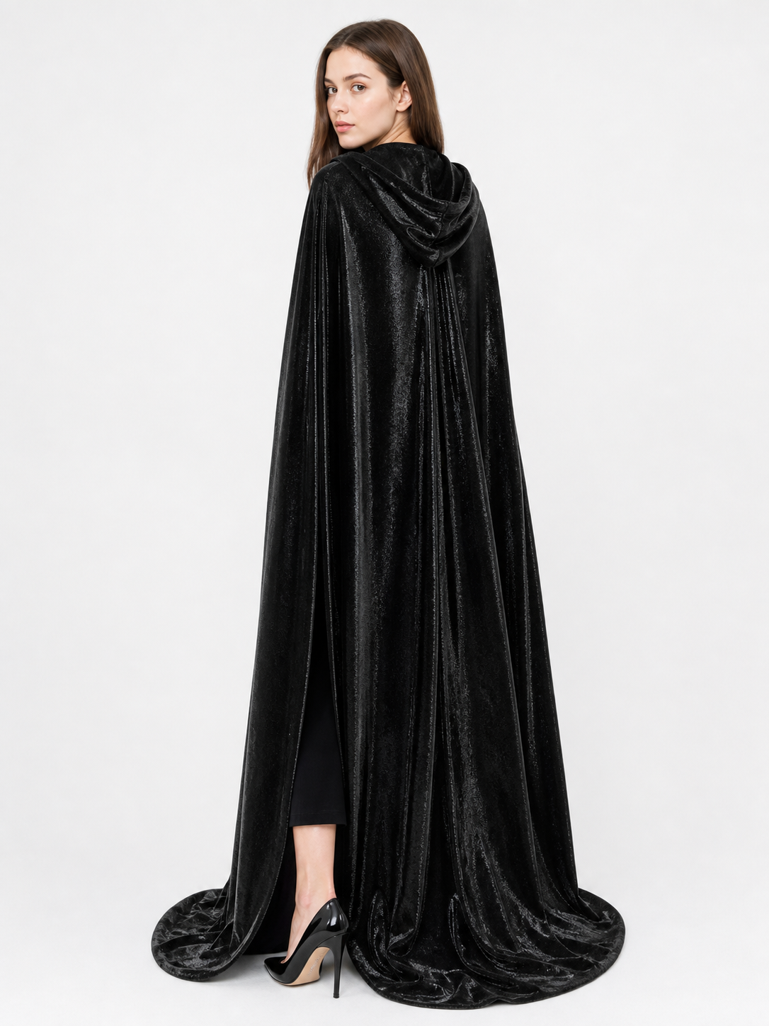 Black Gothic Hooded Carnival Cloak