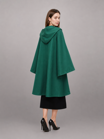 Long Green Carnival Cloak with Hood