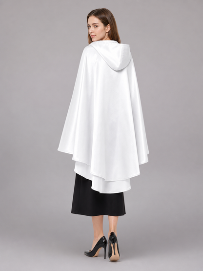 White Hooded Costume Cloak, Flowing Silhouette