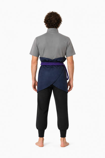 Sasuke Naruto Cosplay Costume Set with Belt back view