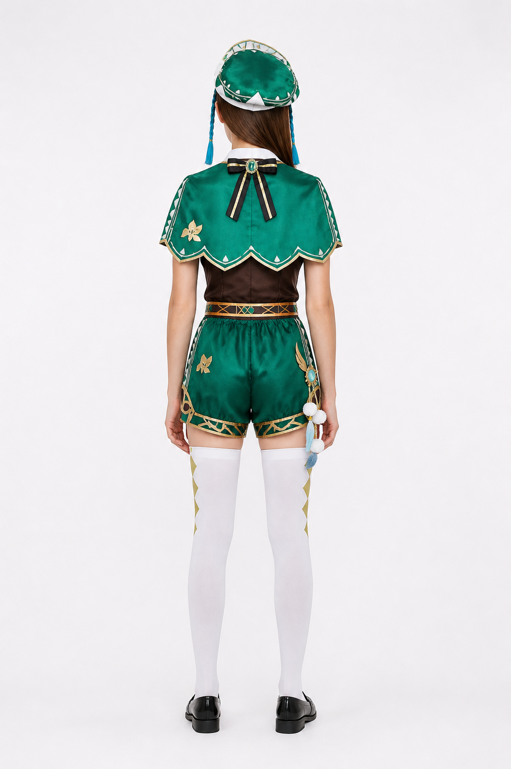 Venti Cosplay Costume with Wig and Cape back view