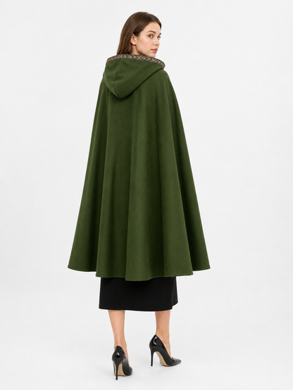 Green Carnival Cloak with Hood and Trim