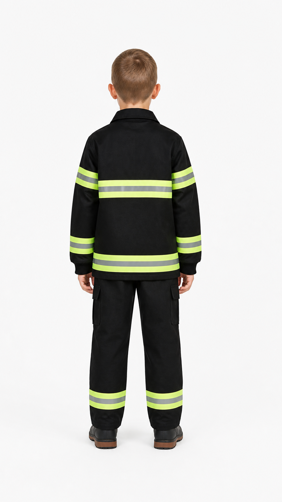 Children’s firefighter costume with reflective stripes