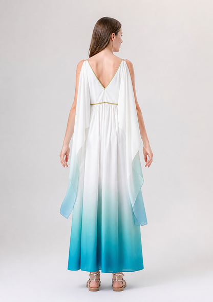 Long Cosplay Dress with Cape Sleeves