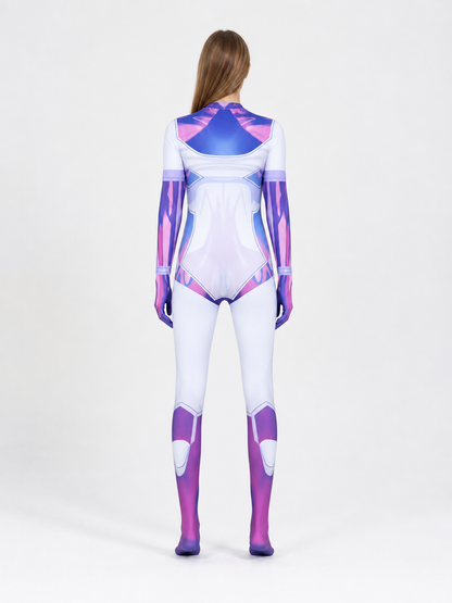 Raven DC Cosplay Jumpsuit with Geometric Print back view