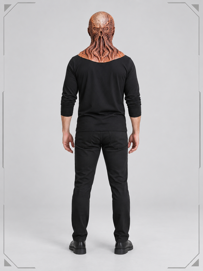 Brown head mask with raised wrinkles