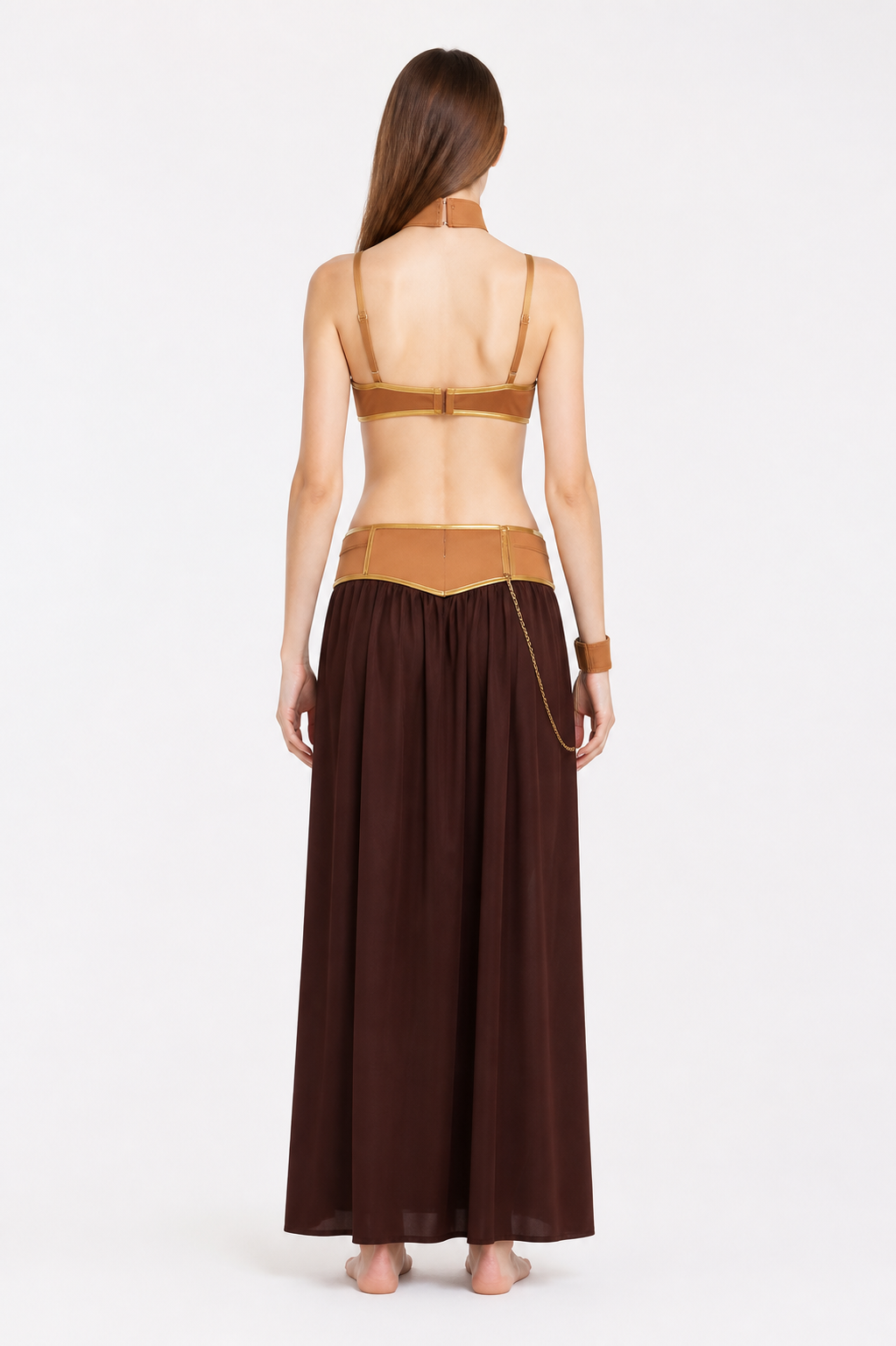 Brown Separate-Piece Cosplay Costume with Chain