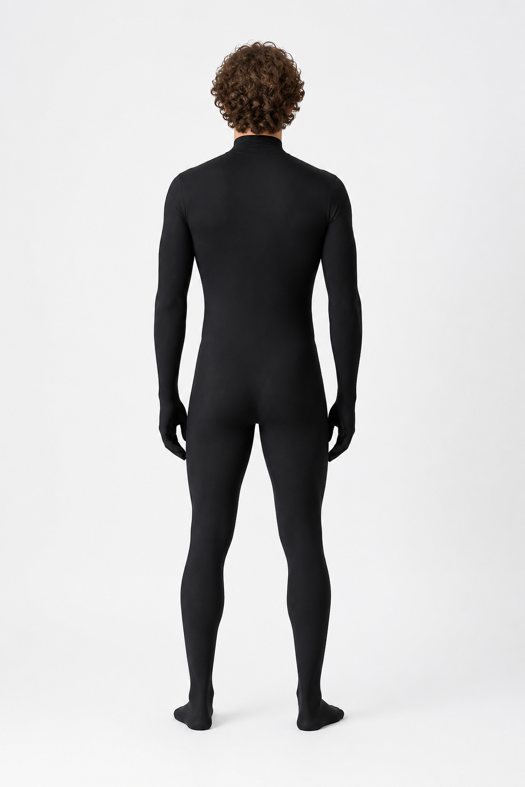 Black Hooded Jumpsuit for Stage Performances back view