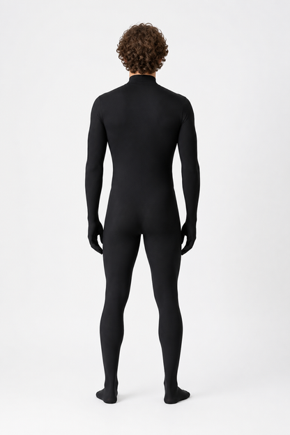 Black Hooded Jumpsuit for Stage Performances back view