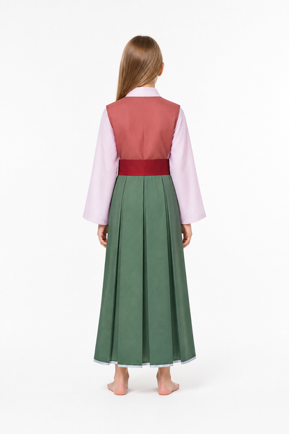 Cosplay Dress with Red Belt and Long Sleeves back view