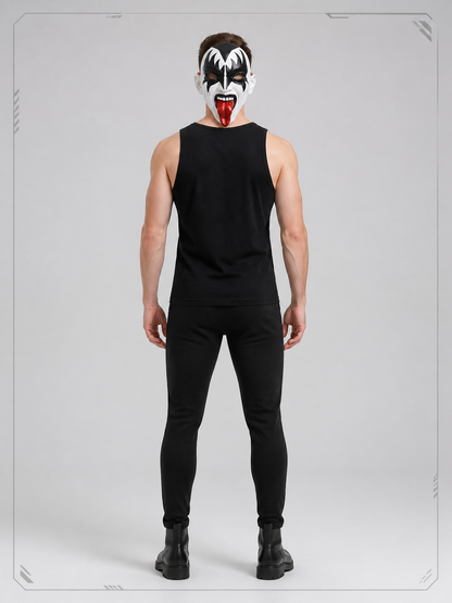 Black-and-White Cosplay Mask with Red Tongue for Halloween back view