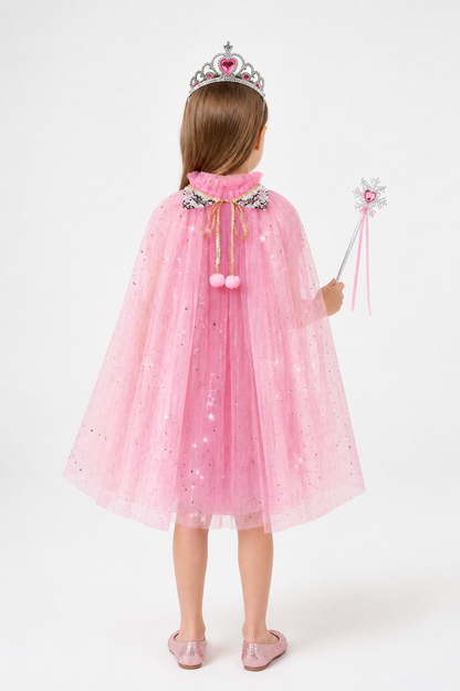 Children's Halloween Cape with Crown and Wand back view