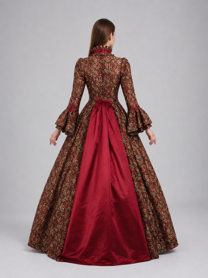 Long Victorian Dress with Floral Pattern