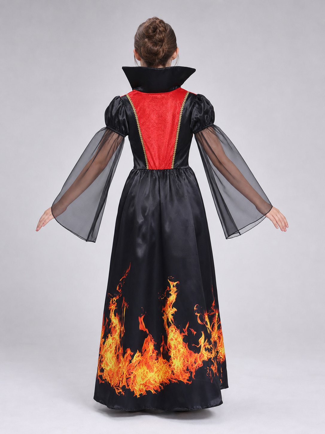 Red and Black Cosplay Dress with Necklace
