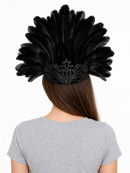 Carnival Feather Headpiece with Mask