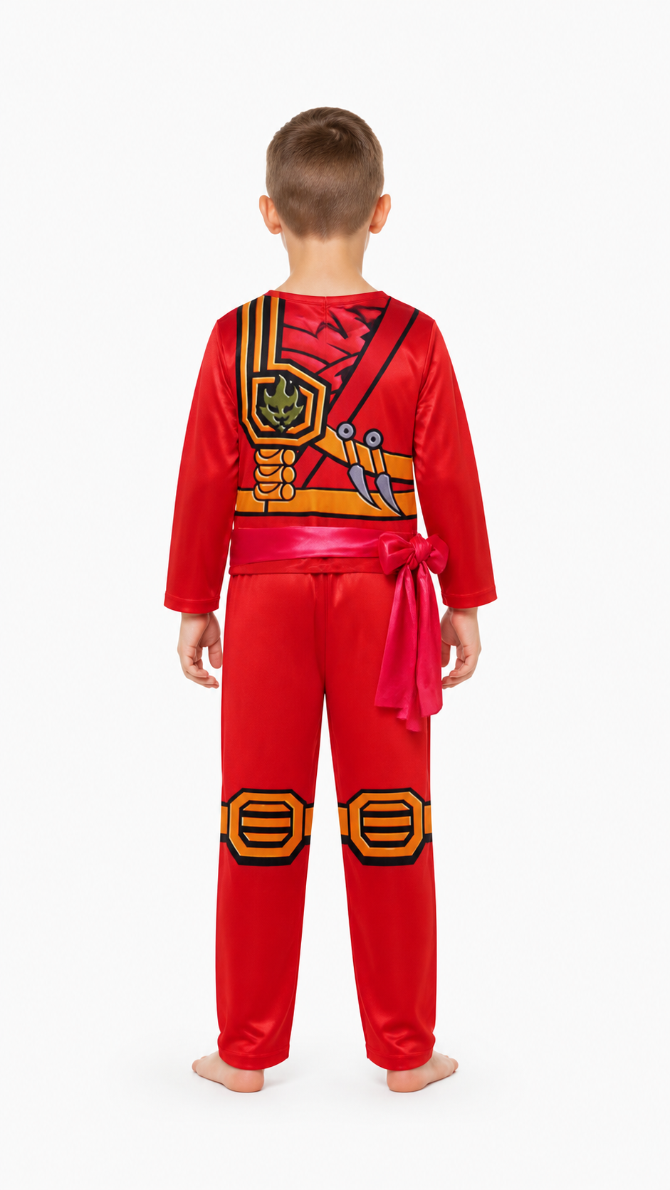 Red Ninja Jumpsuit Costume with Mask back view