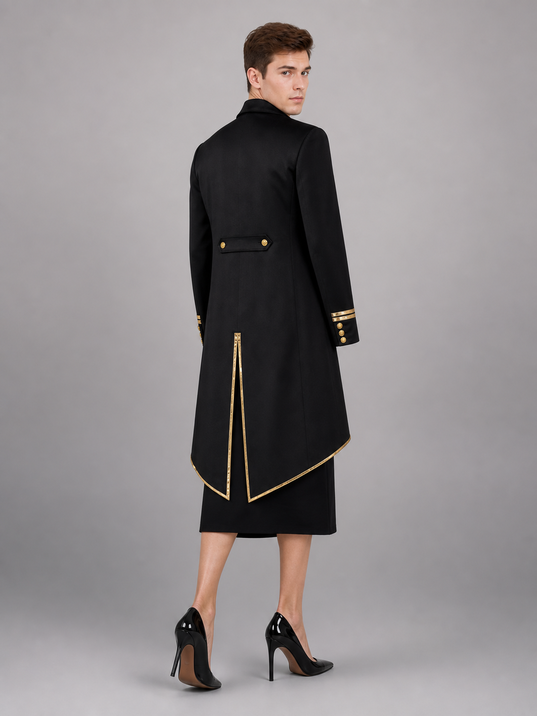 Black Costume Tailcoat with Gold Trim