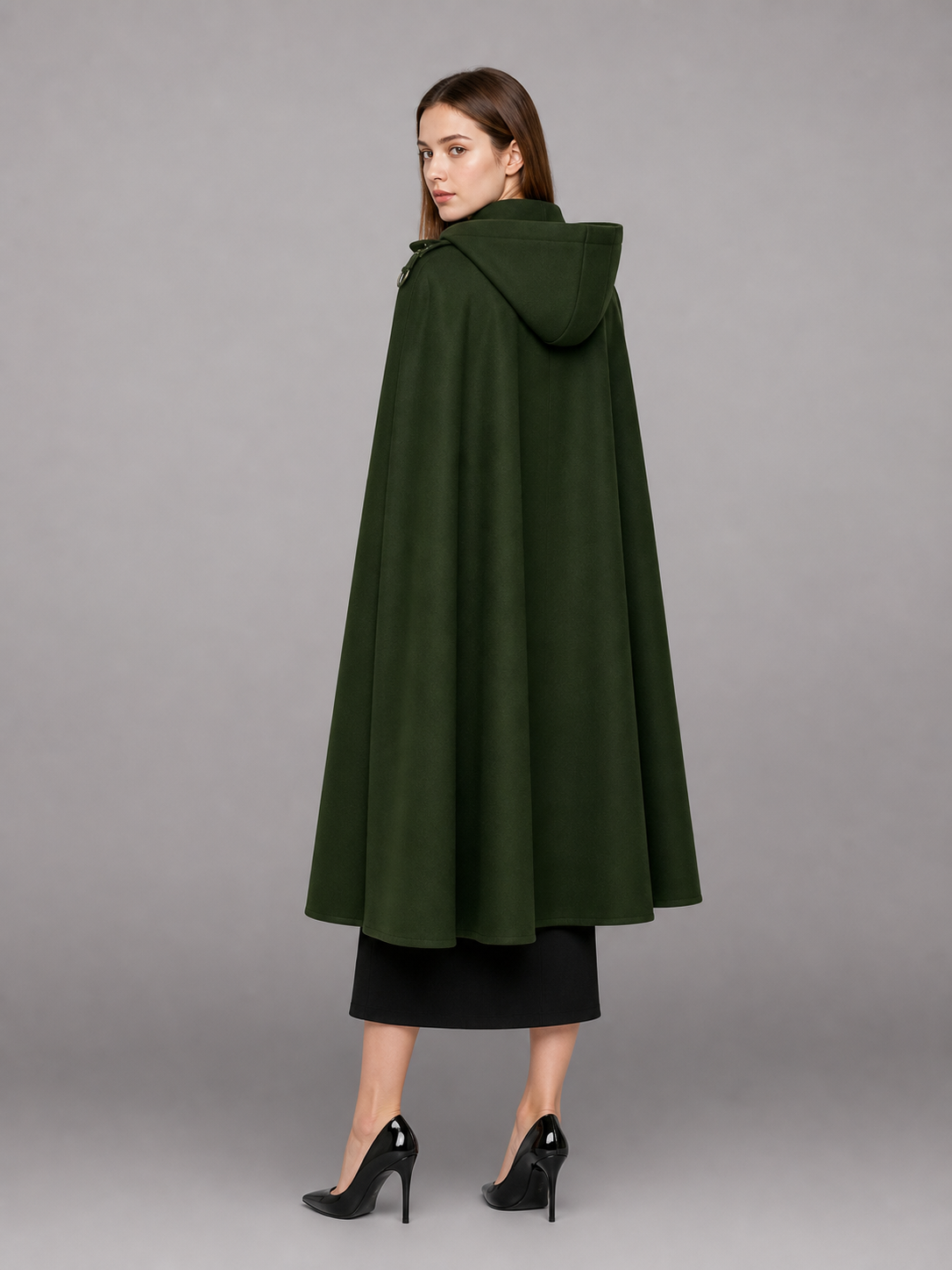 Long Green Hooded Carnival Cloak