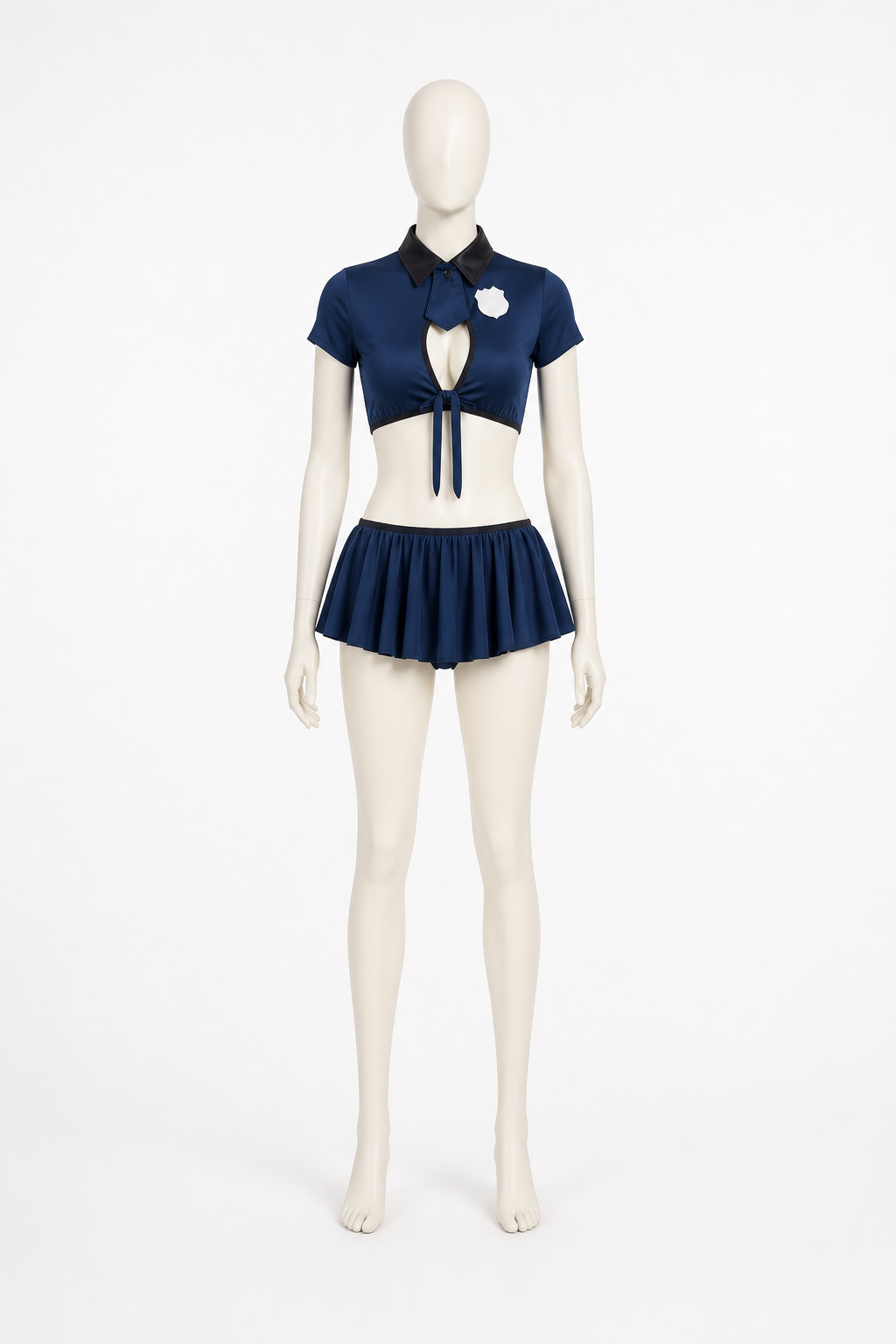 Police Costume with Short Top and Skirt back view