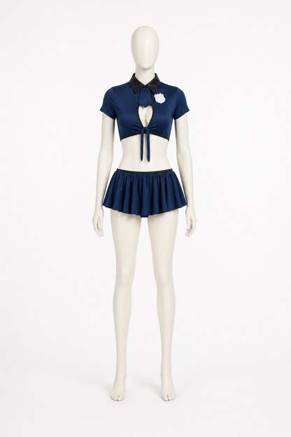 Police Costume with Short Top and Skirt back view