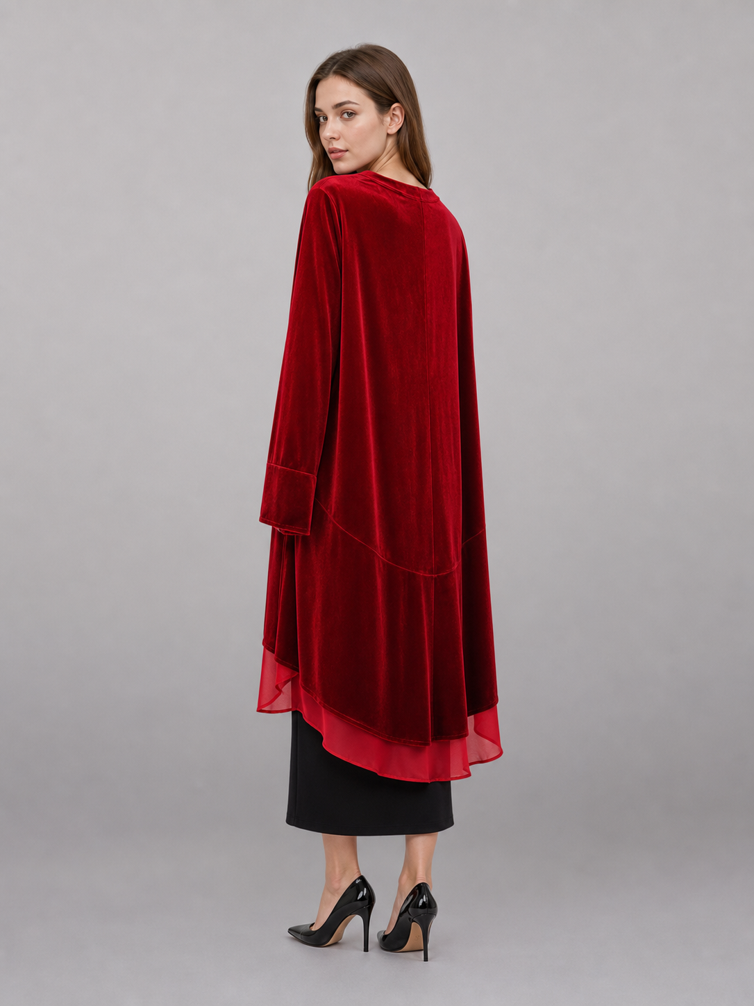 Red carnival cape with long sleeves