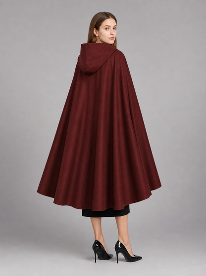 Burgundy Hooded Carnival Cloak for Cosplay