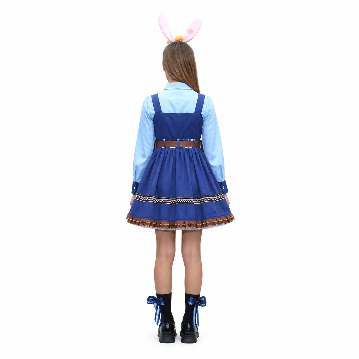 Police Cosplay Costume with Skirt and Badge back view