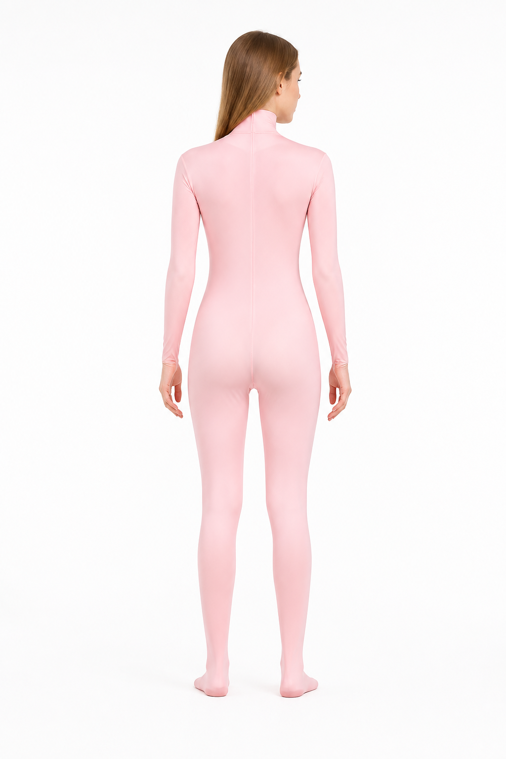 Pink Hooded Jumpsuit with Paws and a Zipper back view
