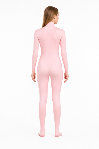 Pink Hooded Jumpsuit with Paws and a Zipper back view