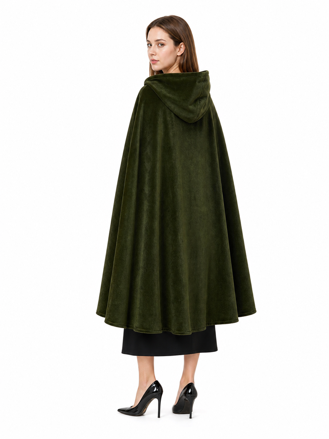 Dark Green Hooded Carnival Cloak