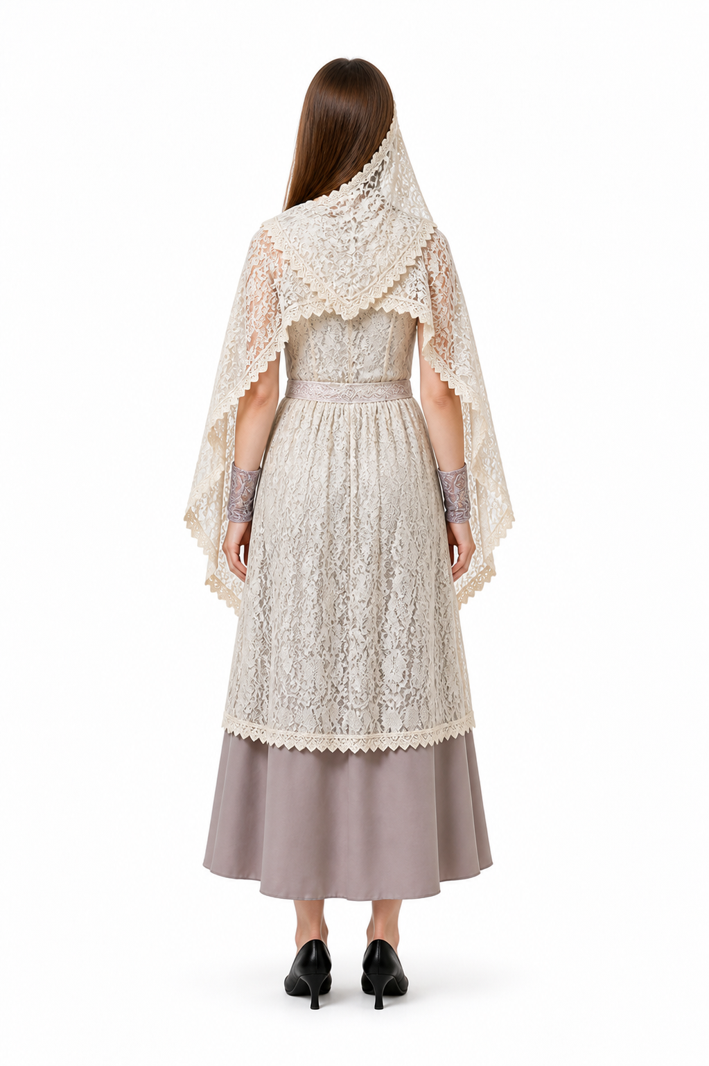 Lace Carnival Costume with Dress and Cape