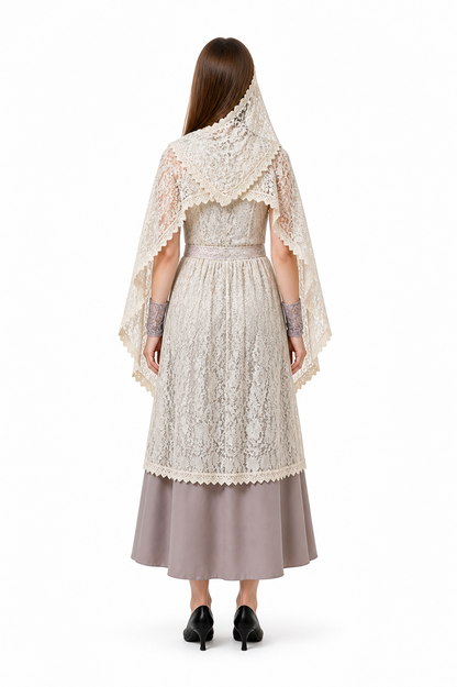 Lace Carnival Costume with Dress and Cape