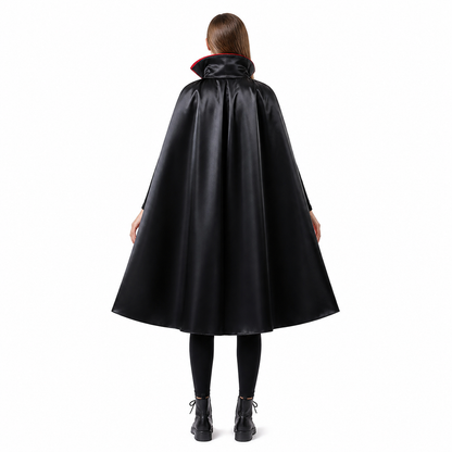 Hooded Cape, Black with Red Lining