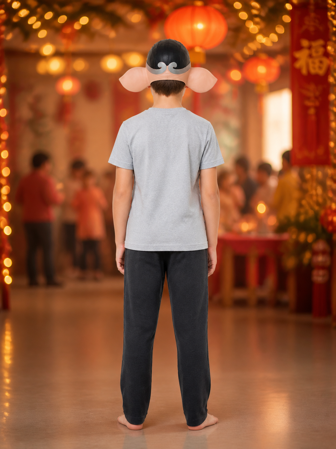 Full-Face Zhu Bajie Pig Carnival Mask back view