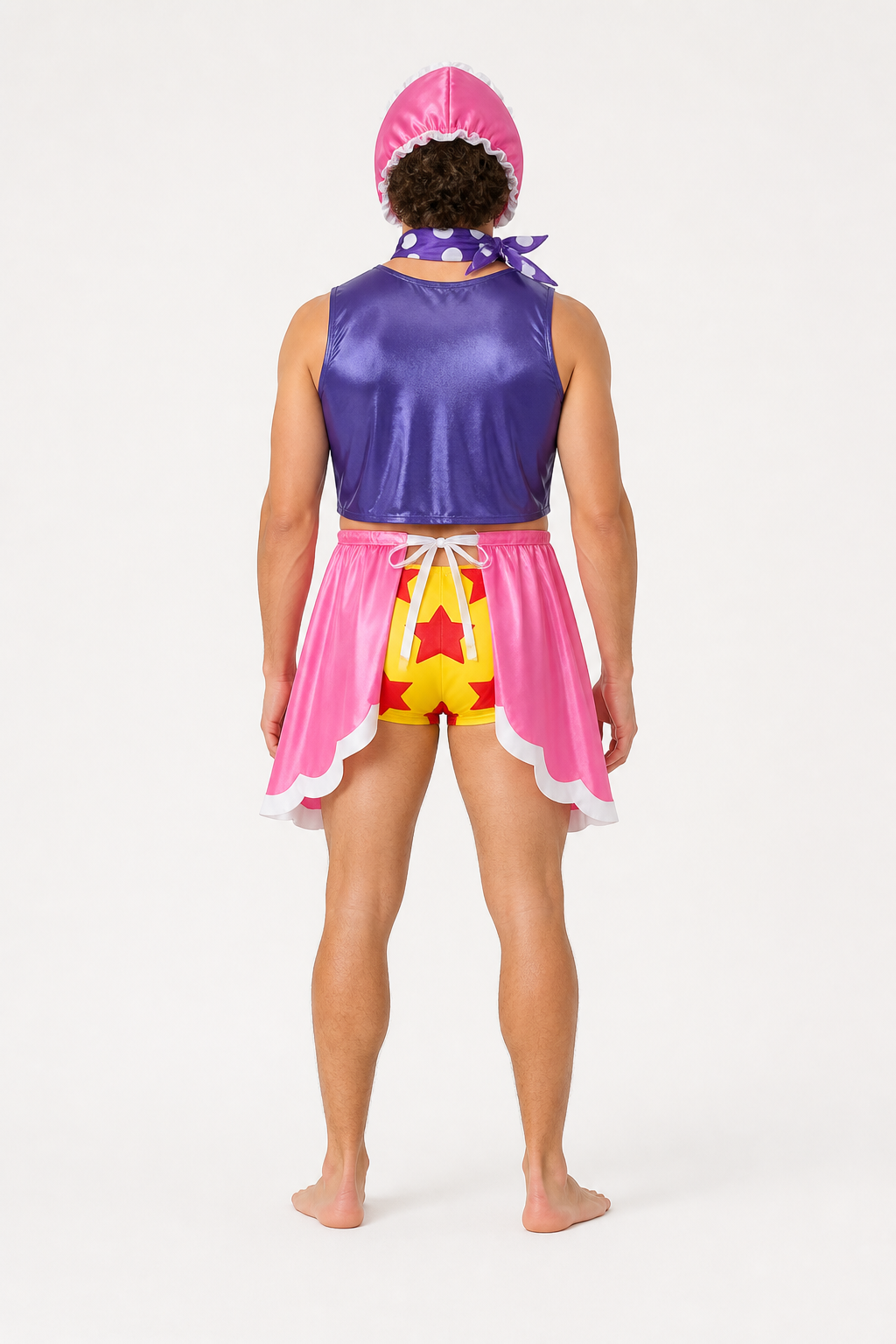 Señor Pink Cosplay Costume with Shorts and Headwear back view