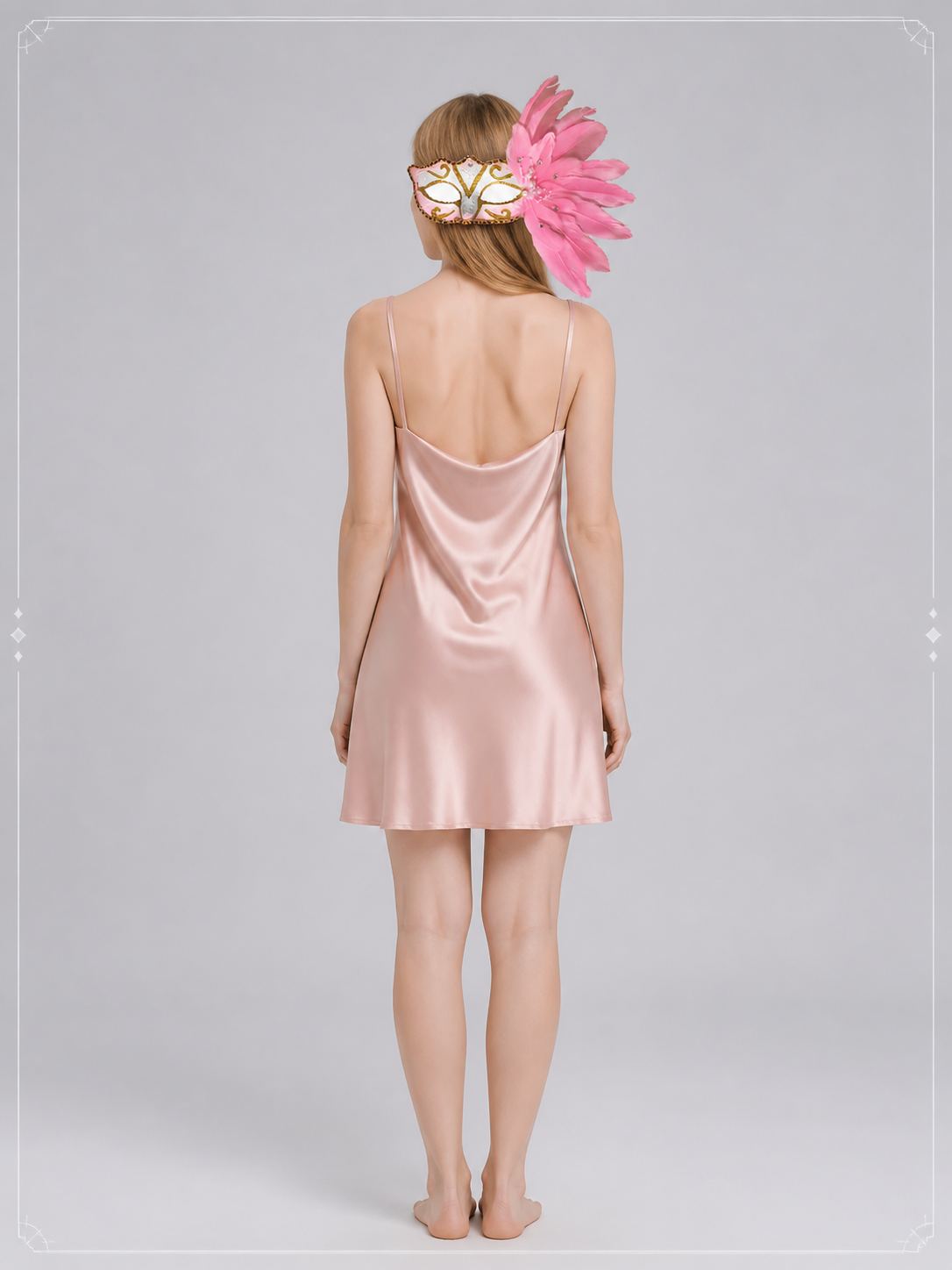 Pink Carnival Mask for Halloween and Cosplay back view