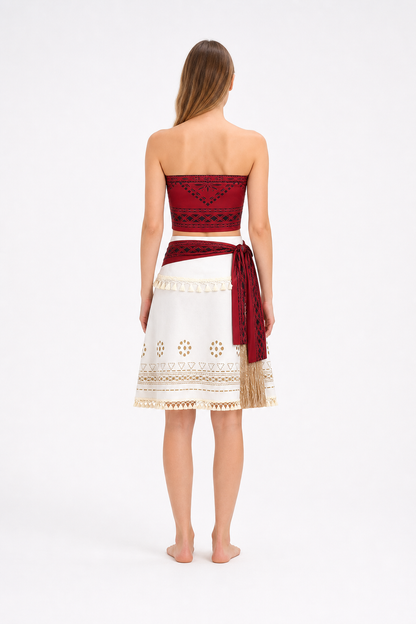Moana Cosplay Costume, Top and Patterned Skirt back view