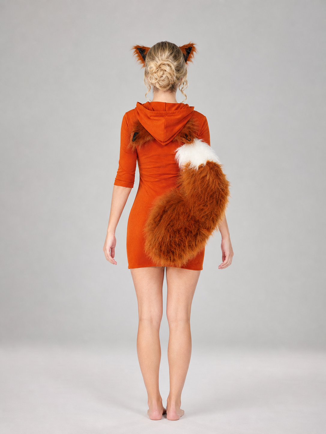 Fox costume dress with hood and tail for cosplay