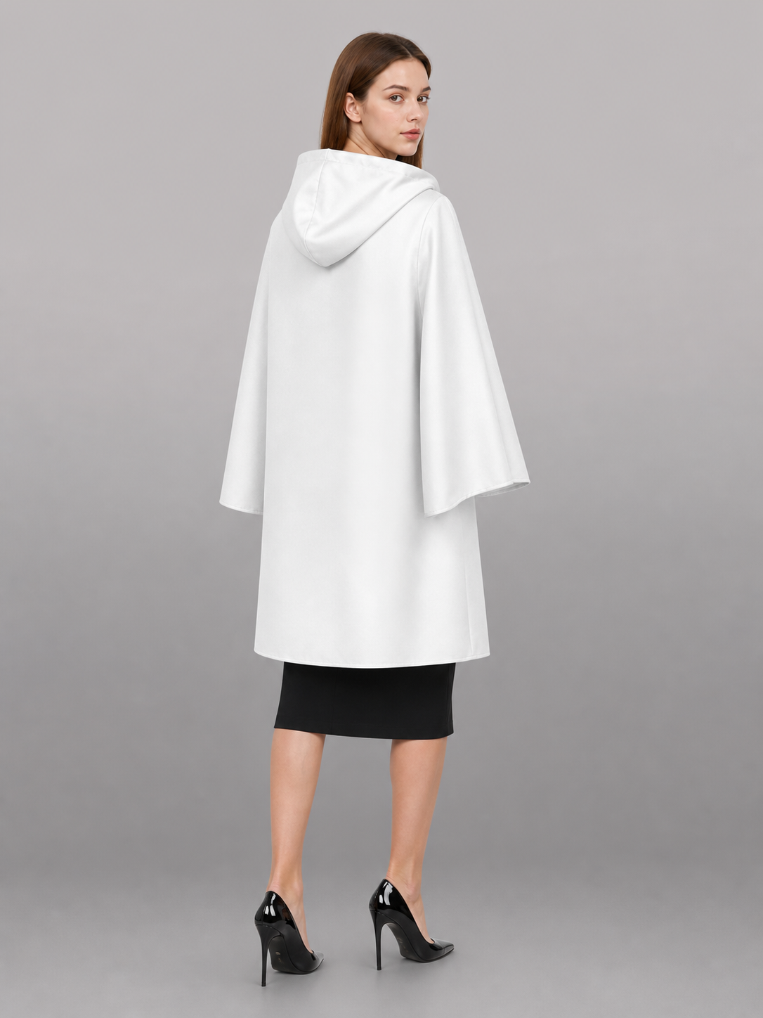 White Medieval Hooded Costume Cloak