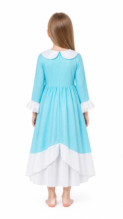Rosalina Dress, Light Blue with White Stars back view