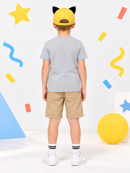 Yellow baseball cap with black ears and patch
