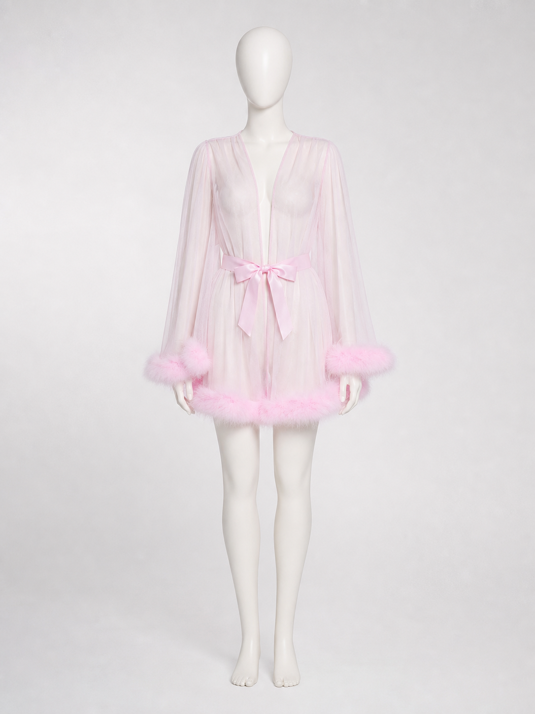 Pink Sheer Adult Cape with Trim back view