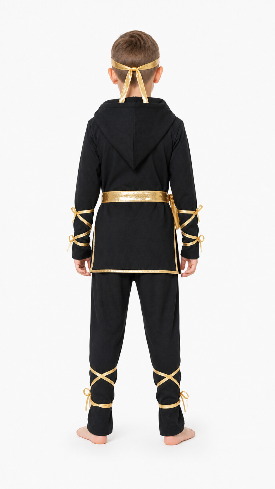 Kids' Ninja Costume with Hood and Dragon back view